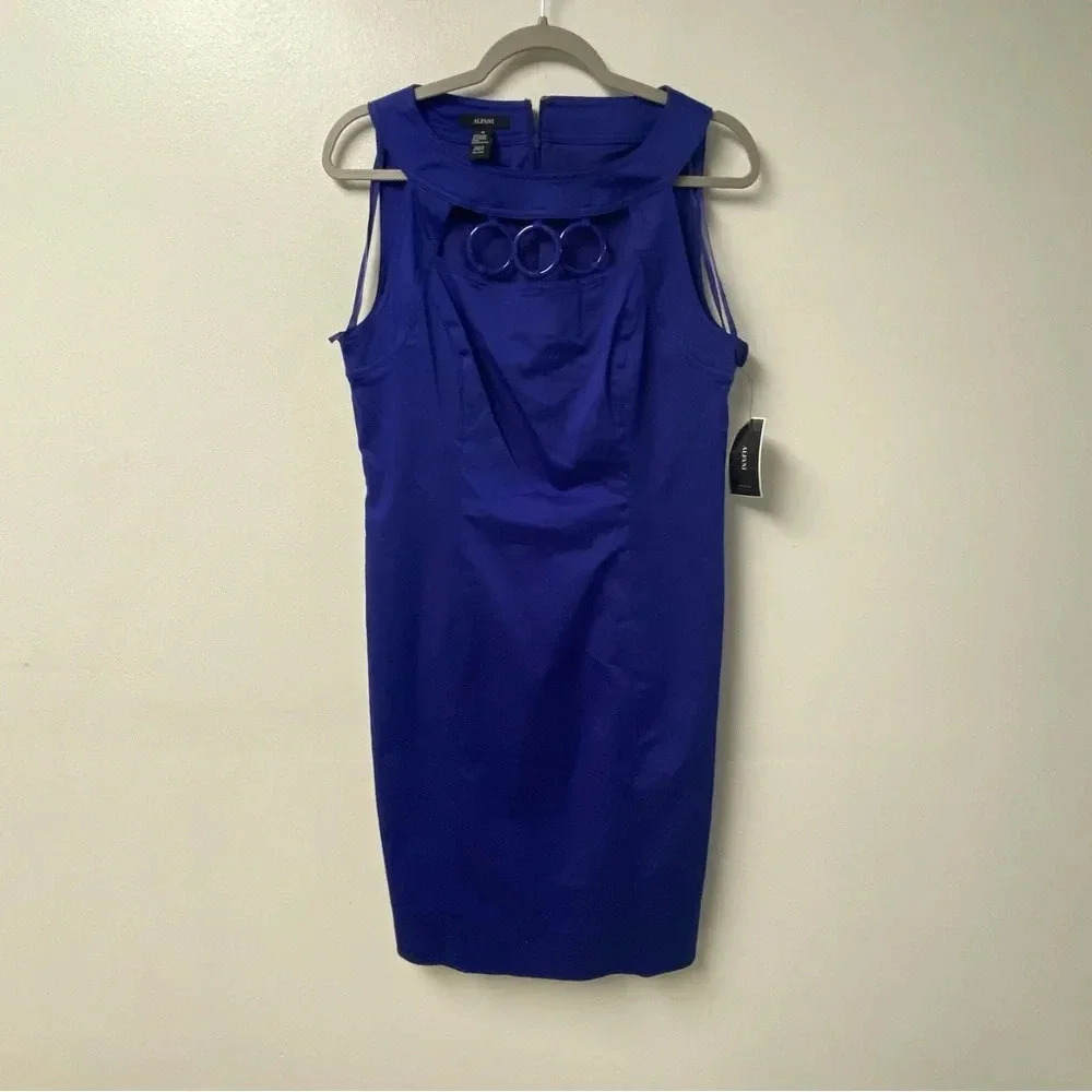Alfani Cobalt Blue Shift Tank‎ Dress with Ring Accents Size 10